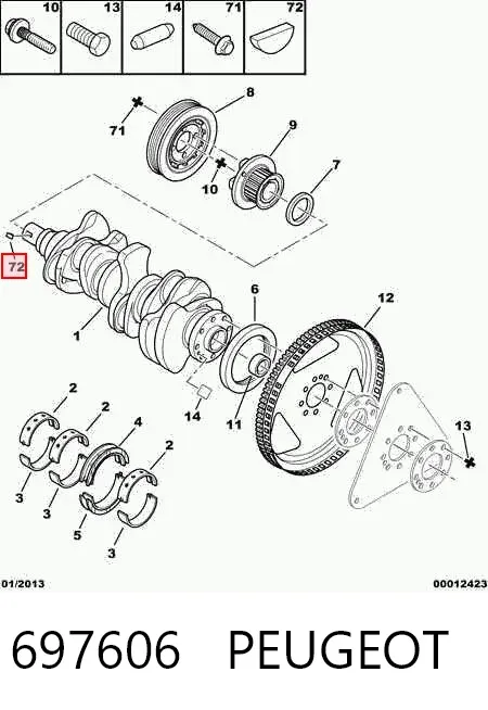 Шпонка коленвала 697606 Peugeot/Citroen