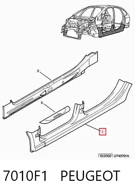 Поріг зовнішній правий 7010F1 Peugeot/Citroen