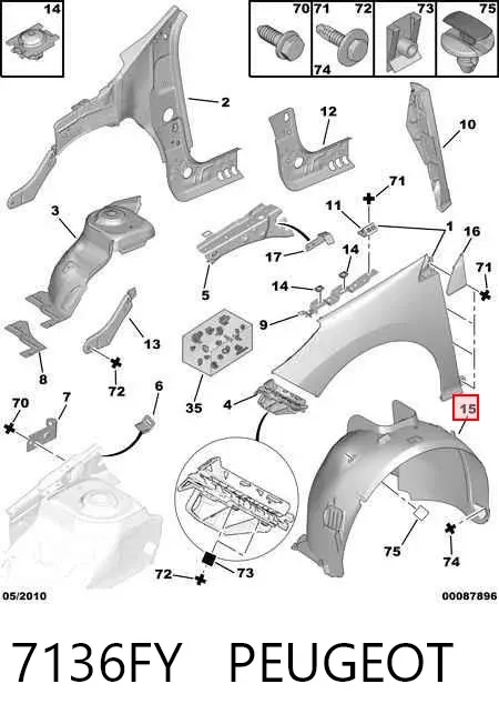 Підкрилок передній правий 7136FY Peugeot/Citroen
