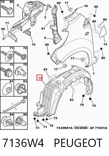 Підкрилок передній правий 7136W4 Peugeot/Citroen
