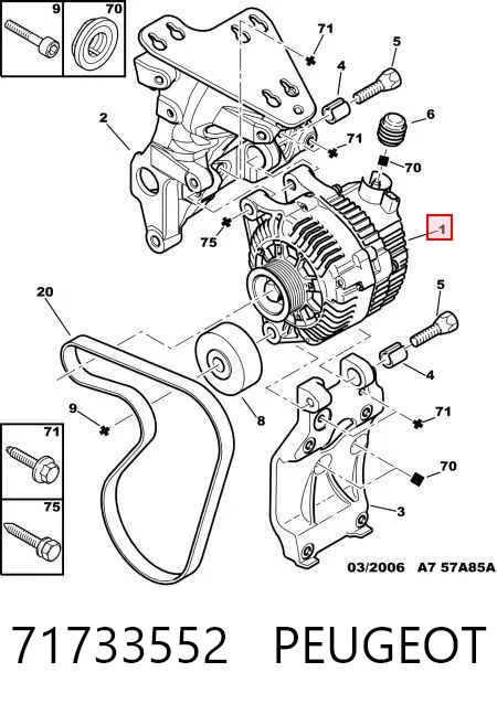 Генератор 71733552 Peugeot/Citroen
