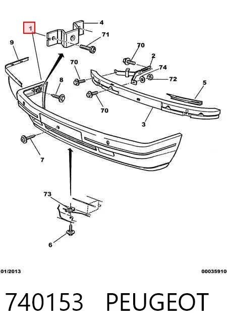 Передній бампер 740153 Peugeot/Citroen