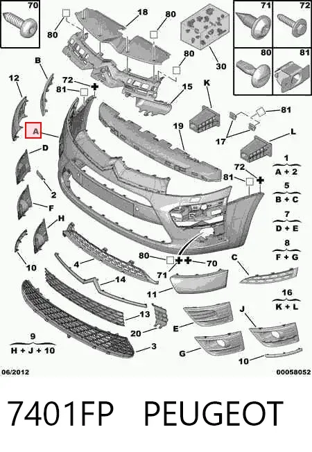 Передній бампер 7401FP Peugeot/Citroen