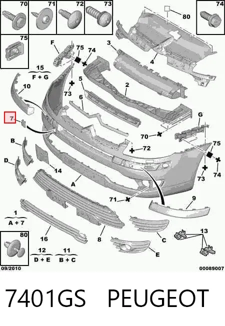 Передній бампер 7401GS Peugeot/Citroen