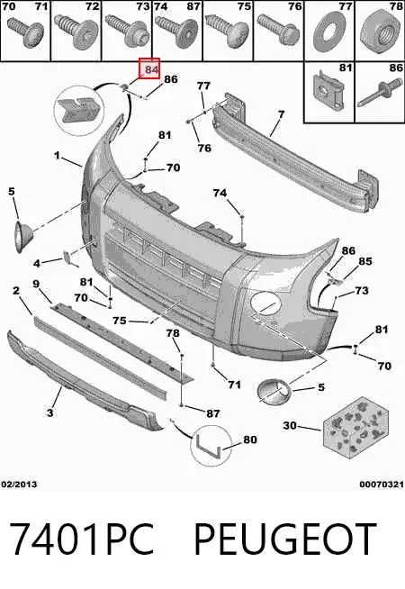 Кронштейн бампера переднього, правий 7401PC Peugeot/Citroen