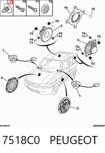 Пістон (кліп) кріплення обшивки кришки багажника 7518C0 Peugeot/Citroen