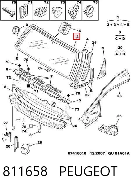 Лобове скло 811658 Peugeot/Citroen
