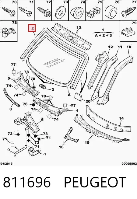 Лобове скло 811696 Peugeot/Citroen