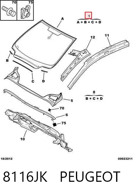 Лобове скло 8116JK Peugeot/Citroen