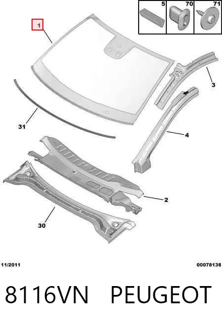 Лобове скло 8116VN Peugeot/Citroen