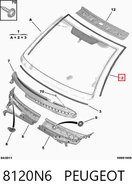 Накладка лобового скла 8120N6 Peugeot/Citroen