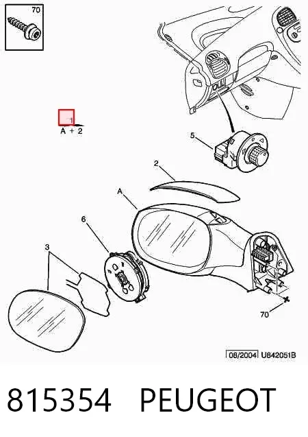 Ліве бокове дзеркало 815354 Peugeot/Citroen