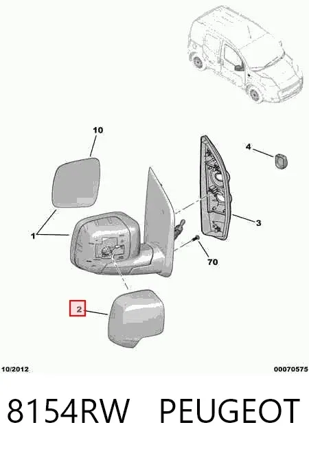Накладка дзеркала заднього виду, права 8154RW Peugeot/Citroen