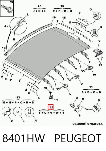 Ущільнювач знімного даху (кабріо) 8401HW Peugeot/Citroen