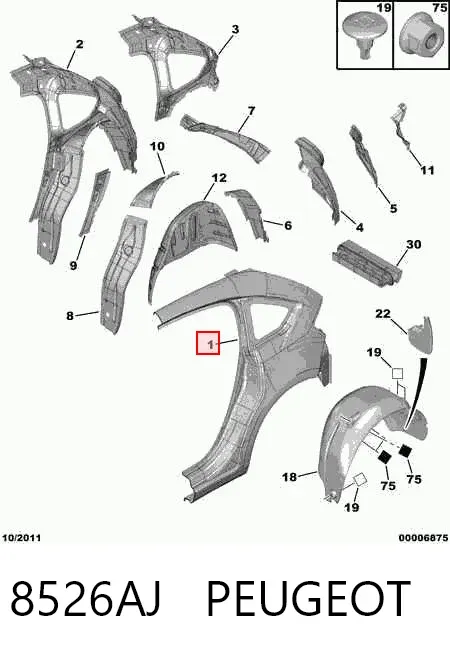Крило заднє праве 8526AJ Peugeot/Citroen