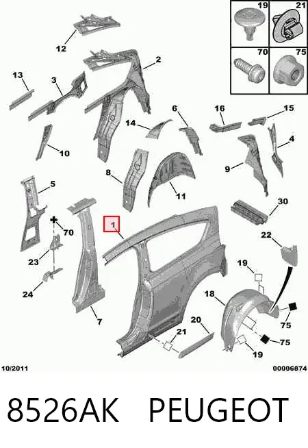 Крило заднє праве 8526AK Peugeot/Citroen