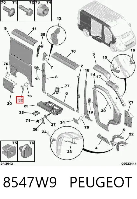 Розширювач заднього крила, правий 8547W9 Peugeot/Citroen