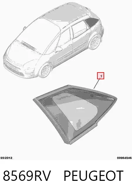 Скло багажного відсіку, праве 8569RV Peugeot/Citroen