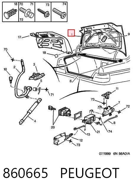Кришка багажника 860665 Peugeot/Citroen