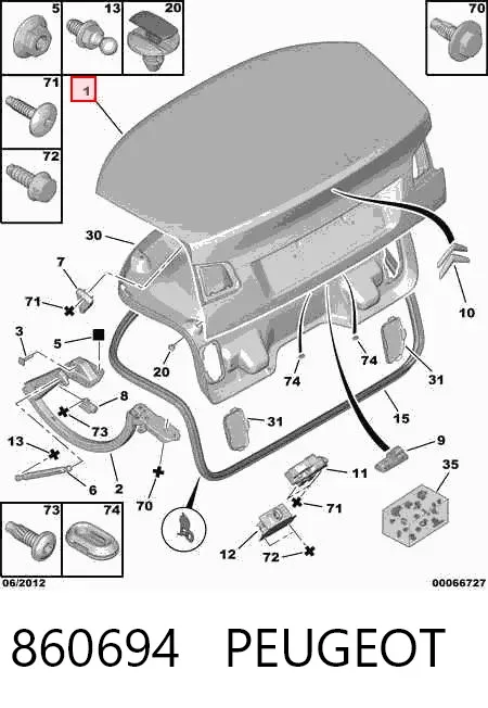 Кришка багажника 860694 Peugeot/Citroen