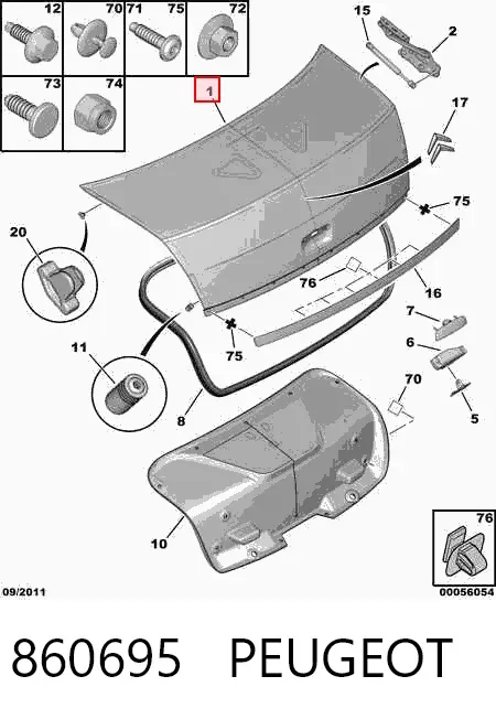 Кришка багажника Citroen C4 I