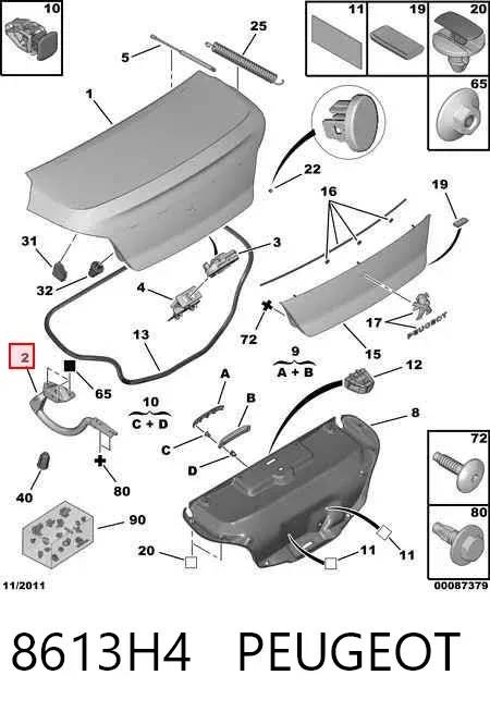 Петля кришки багажника 8613H4 Peugeot/Citroen