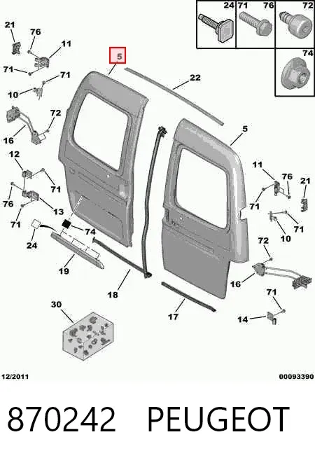 Двері фургона задні, розпашні, ліві 870242 Peugeot/Citroen