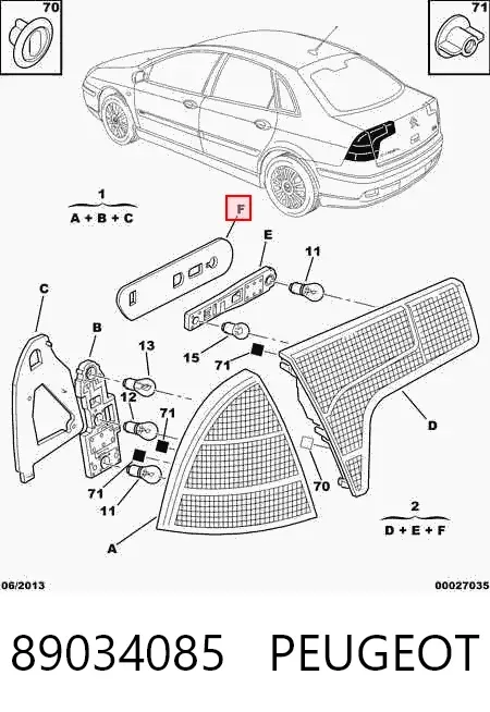 Ліхтар задній лівий, внутрішній 89034085 Peugeot/Citroen