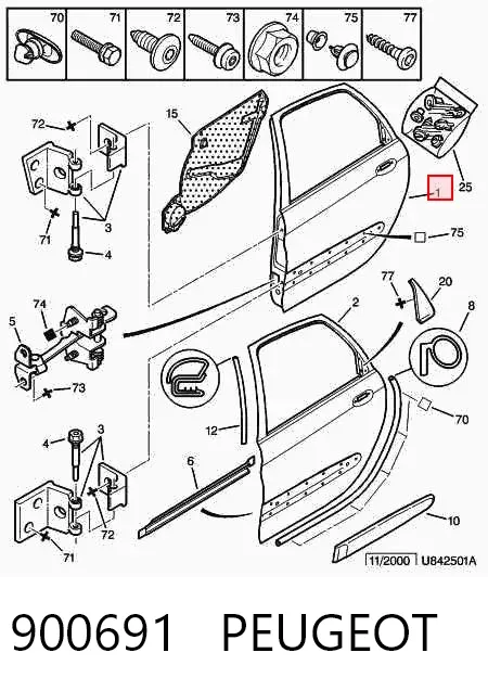 Двері задні, ліві 900691 Peugeot/Citroen