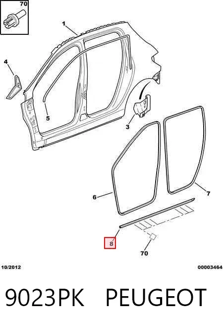 Ущільнювач накладки порогу передній правий 9023PK Peugeot/Citroen