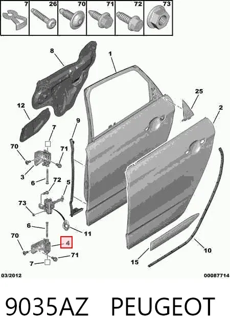 Петля заднтої двері, лівої 9035AZ Peugeot/Citroen