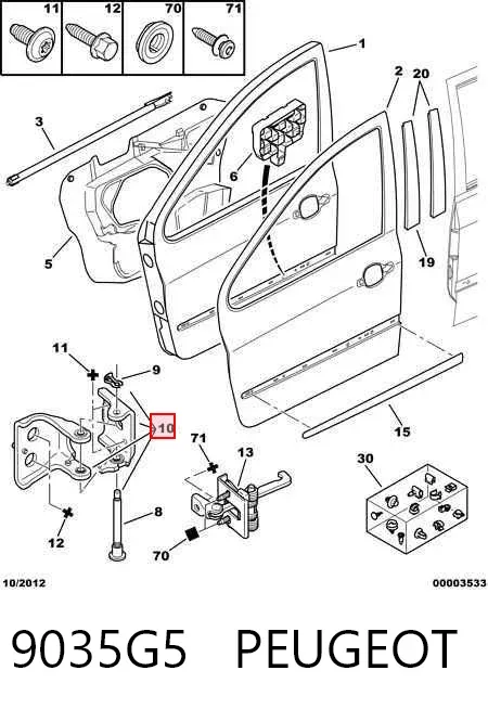 Петля передніх дверей, лівої 9035G5 Peugeot/Citroen