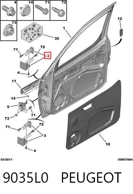 Петля передніх дверей, лівої 9035L0 Peugeot/Citroen