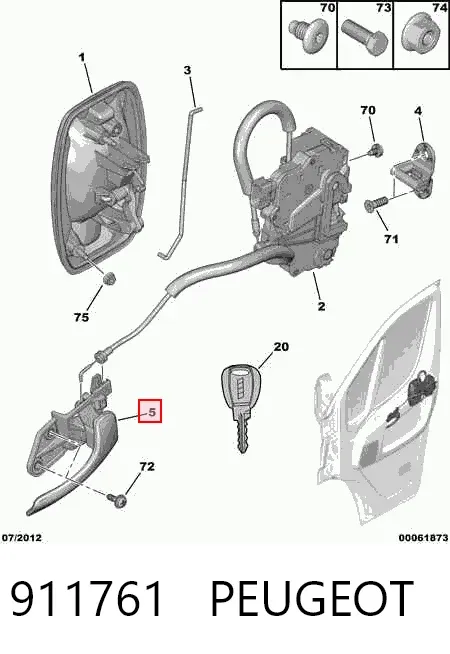 Ручка передньої двері внутрішня ліва 911761 Peugeot/Citroen