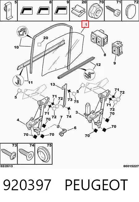 Скло задньої двері лівої 920397 Peugeot/Citroen