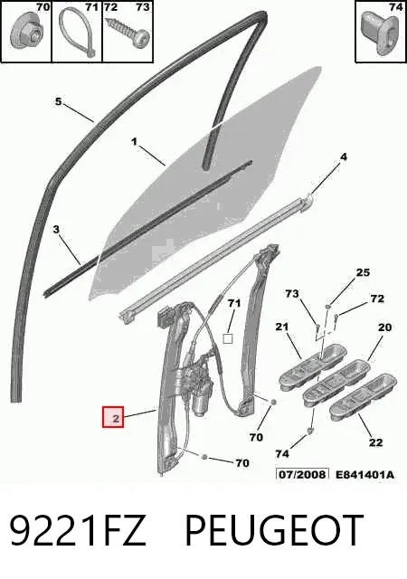 Склопідйомник передньої лівої двері 9221FZ Peugeot/Citroen