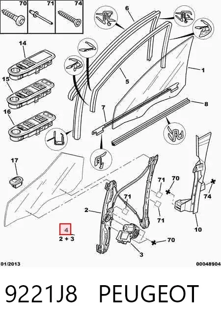 Склопідйомник передньої лівої двері 9221J8 Peugeot/Citroen
