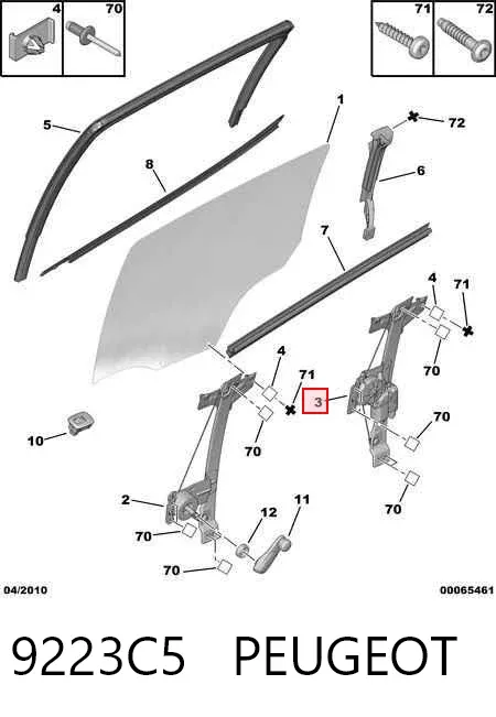 Механізм склопідіймача двері задньої, лівої 9223C5 Peugeot/Citroen