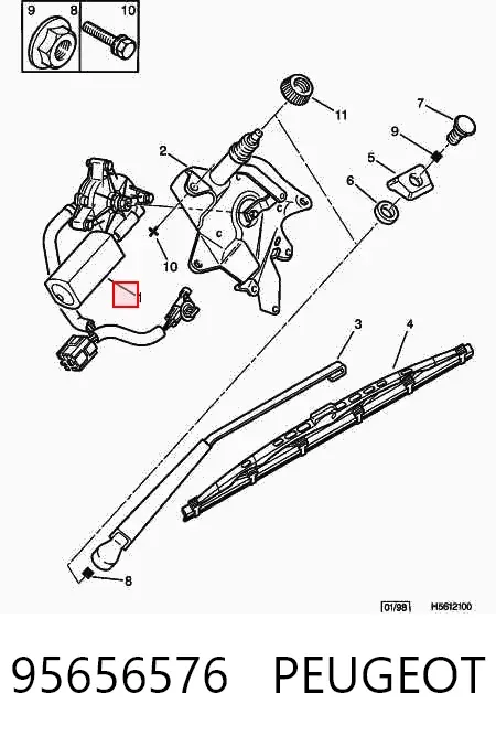 Моторчик заднього склоочисника 95656576 Peugeot/Citroen