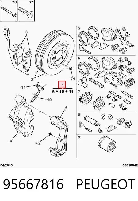Супорт гальмівний передній лівий 95667816 Peugeot/Citroen