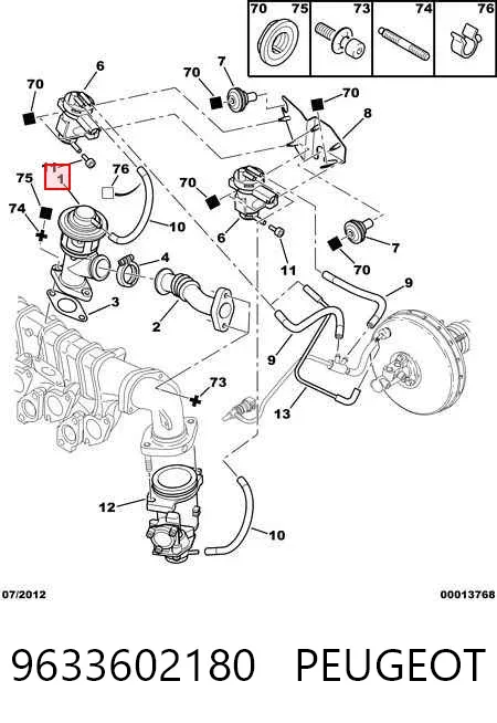 Клапан ЄГР 9633602180 Peugeot/Citroen