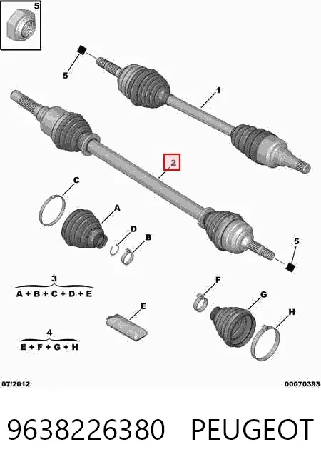 Піввісь права 9638226380 Peugeot/Citroen