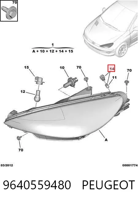Фара права 9640559480 Peugeot/Citroen