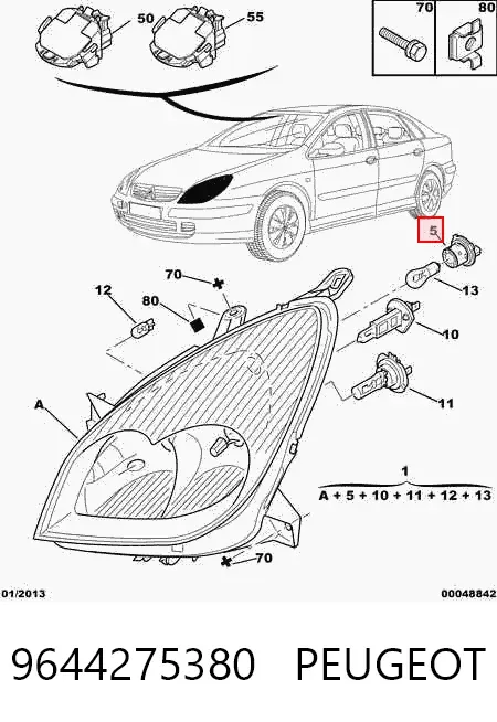 Фара ліва 9644275380 Peugeot/Citroen