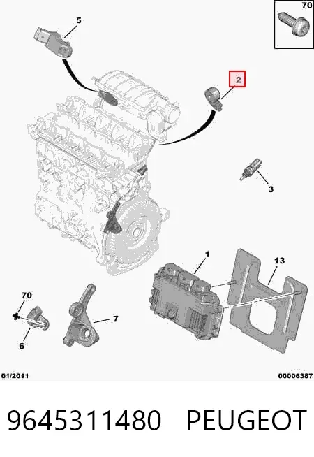 Датчик детонації 9645311480 Peugeot/Citroen