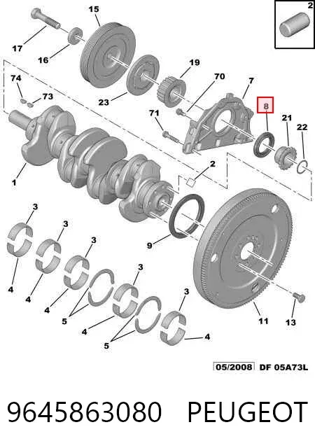 Сальник коленвалу 9645863080 Peugeot/Citroen