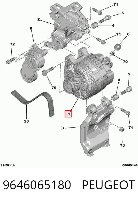 Генератор 9646065180 Peugeot/Citroen