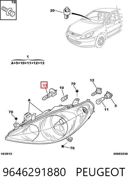 Фара ліва 9646291880 Peugeot/Citroen