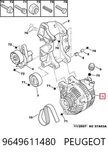 Генератор 9649611480 Peugeot/Citroen