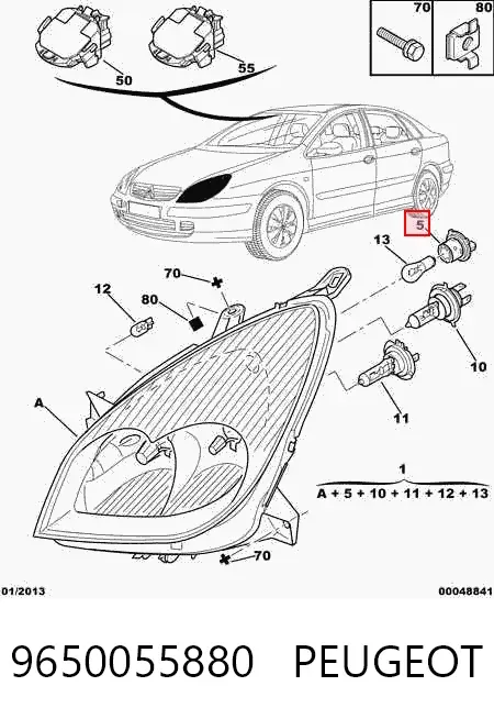 Фара права 9650055880 Peugeot/Citroen